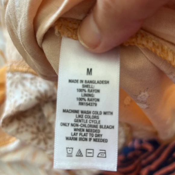 Aeropostale Size Medium Tie Back Milk Maid Style Dress Dark Yellow / Cream Tan - Picture 9 of 10